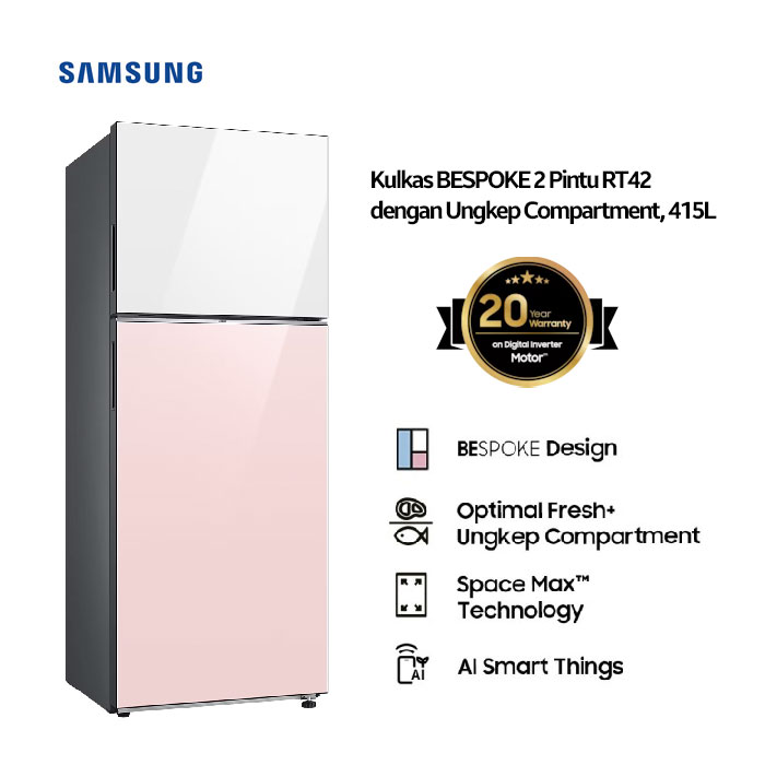 Samsung Kulkas Two Doors BESPOKE Ungkep Compartment RT42 415 L - RT42CB66408CSE
